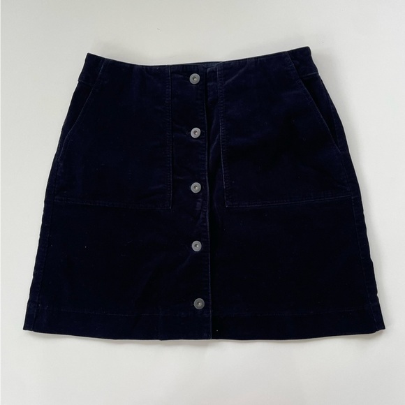 Uniqlo Women's Dark Blue Navy Corduroy Mini Skirt Size 4 - Picture 1 of 6